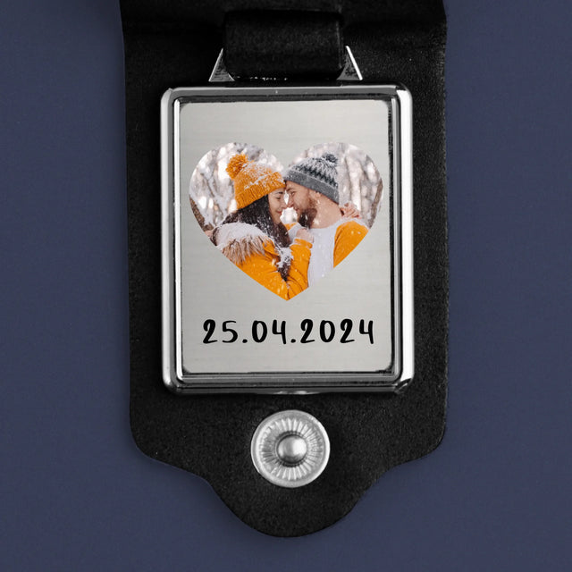 Fotografia A Podpis: Fotka V Srdci - Kožená Kľúčenka S Fotografiou