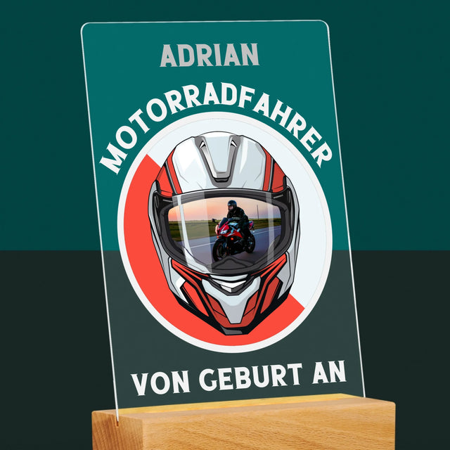 Zdjęcie I Podpis: Motocyklista Od Urodzenia - Wydruk Na Szkle Akrylowym | DE