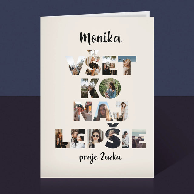 Slovo Z Fotografií: Všetko Najlepšie Z Tvojich Fotografií - Kartička S Prianiami