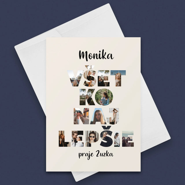 Slovo Z Fotografií: Všetko Najlepšie Z Tvojich Fotografií - Kartička S Prianiami