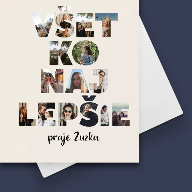 Slovo Z Fotografií: Všetko Najlepšie Z Tvojich Fotografií - Kartička S Prianiami