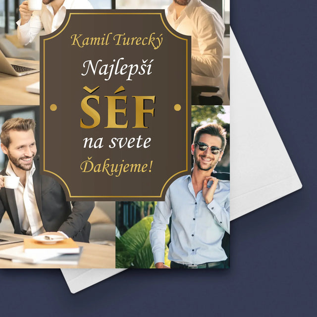 Fotokoláž: Najlepší Šéf Na Svete - Kartička S Prianiami