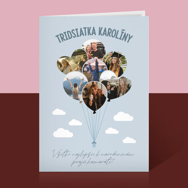 Tvar Z Fotografií: Tridsiatka Balóny - Kartička S Prianiami