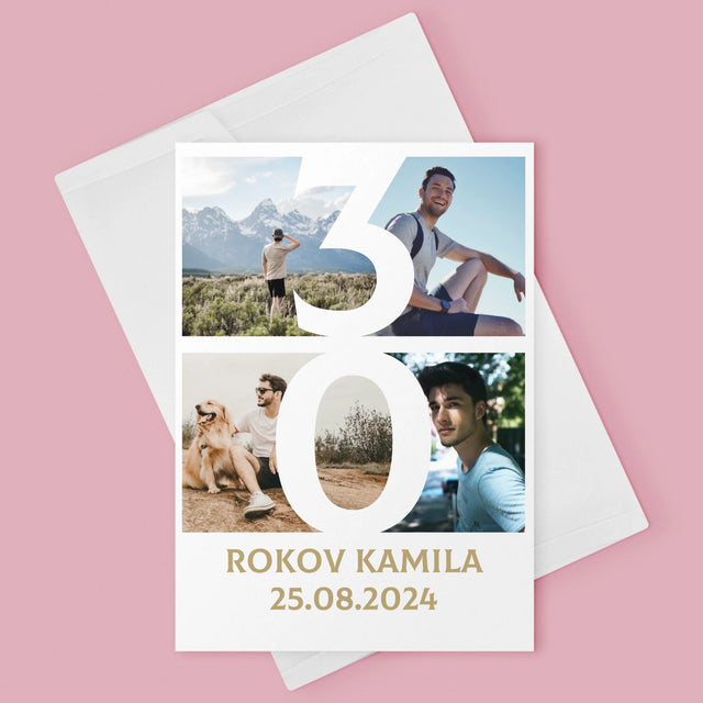 Fotokoláž: 30 Rokov Číslo Fotografie - Kartička S Prianiami