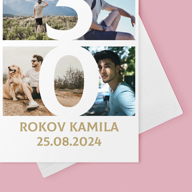 Fotokoláž: 30 Rokov Číslo Fotografie - Kartička S Prianiami