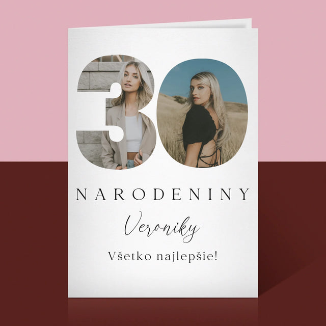 Slovo Z Fotografií: 30. Narodeniny Podpis - Kartička S Prianiami