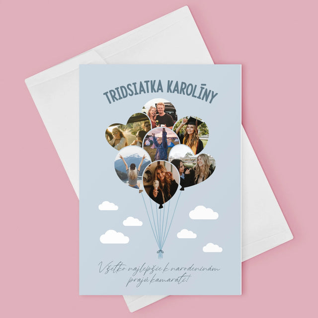 Tvar Z Fotografií: Tridsiatka Balóny - Kartička S Prianiami