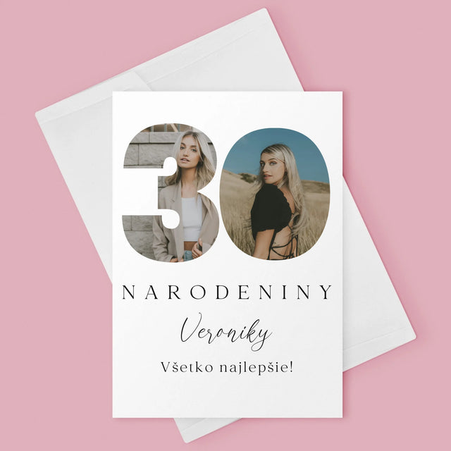 Slovo Z Fotografií: 30. Narodeniny Podpis - Kartička S Prianiami