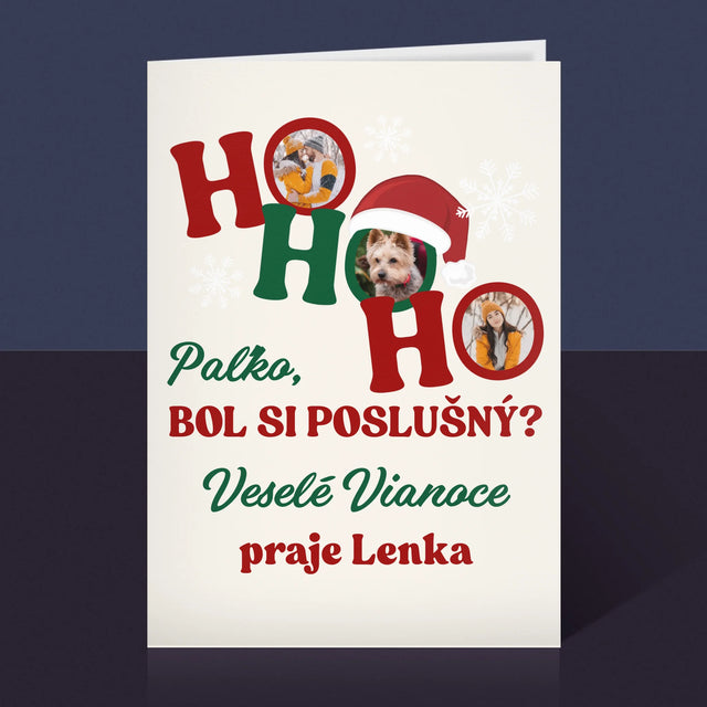 Fotokoláž: Ho Ho Ho - Kartička S Prianiami