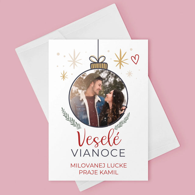 Fotografia A Podpis: Veselé Vianoce Guľa - Kartička S Prianiami