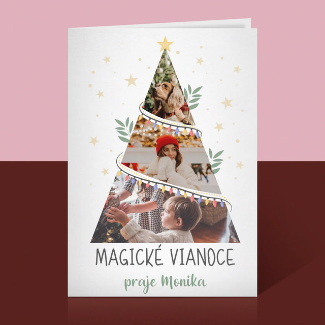 Fotokoláž: Magické Vianoce Stromček - Kartička S Prianiami