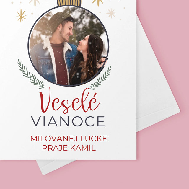 Fotografia A Podpis: Veselé Vianoce Guľa - Kartička S Prianiami