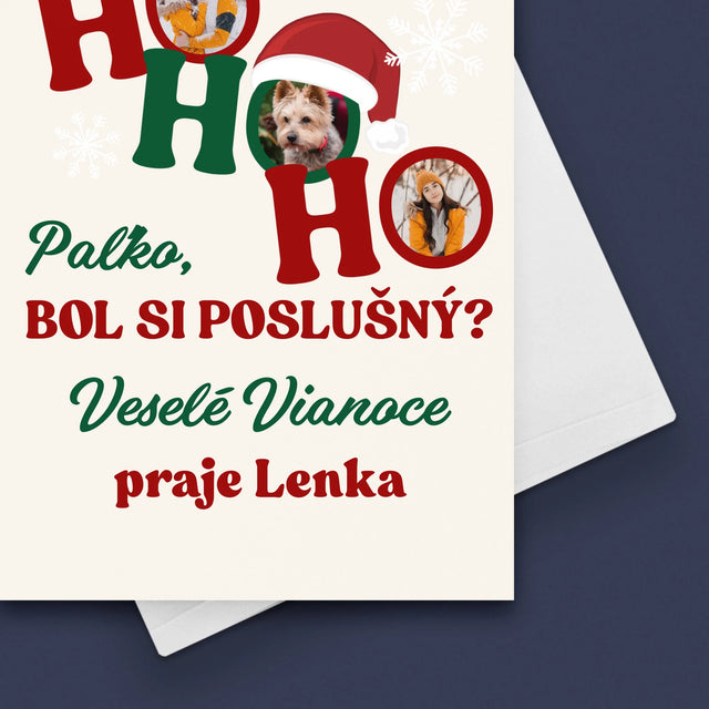Fotokoláž: Ho Ho Ho - Kartička S Prianiami