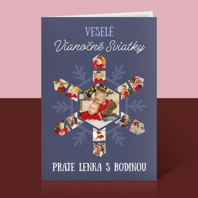 Tvar Z Fotografií: Snehová Vločka - Kartička S Prianiami