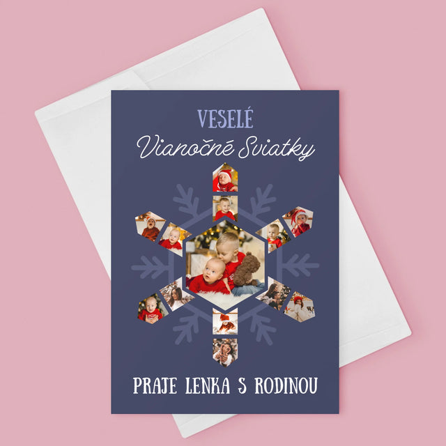 Tvar Z Fotografií: Snehová Vločka - Kartička S Prianiami