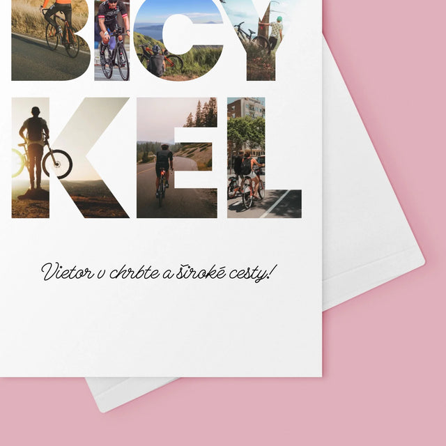 Slovo Z Fotografií: Bicykel - Kartička S Prianiami