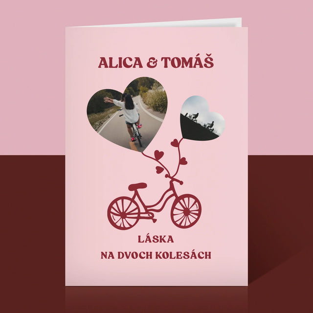 Fotokoláž: Láska Na Dvoch Kolesách - Kartička S Prianiami