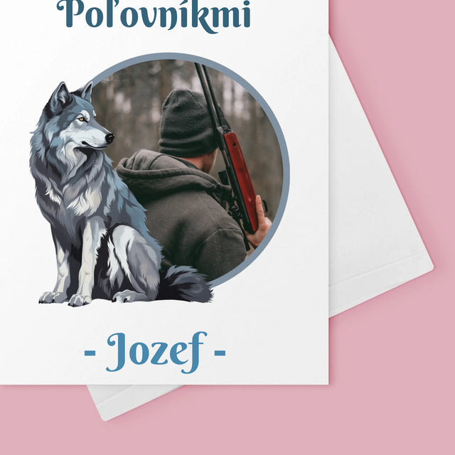 Fotografia A Podpis: Vlk Medzi Poľovníkmi - Kartička S Prianiami