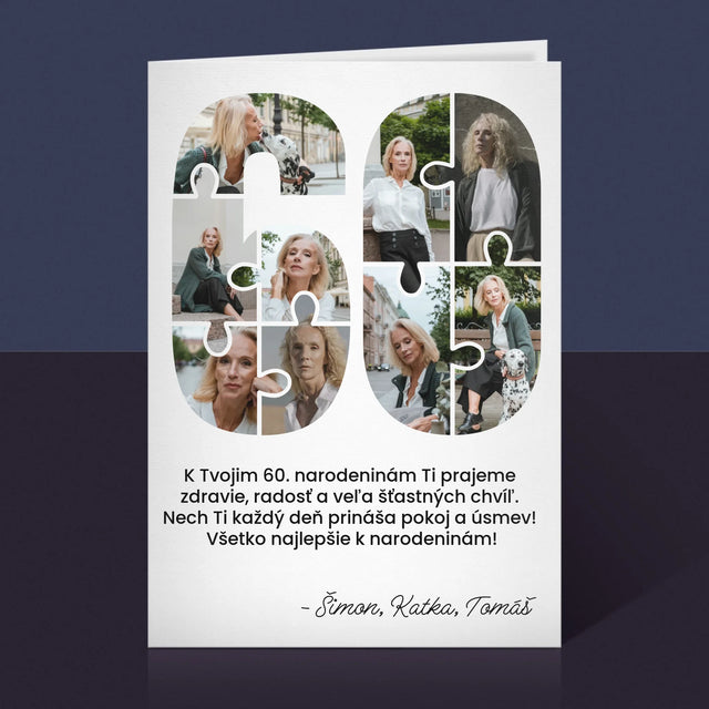 Tvar Z Fotografií: 60. Narodeniny Puzzle - Kartička S Prianiami