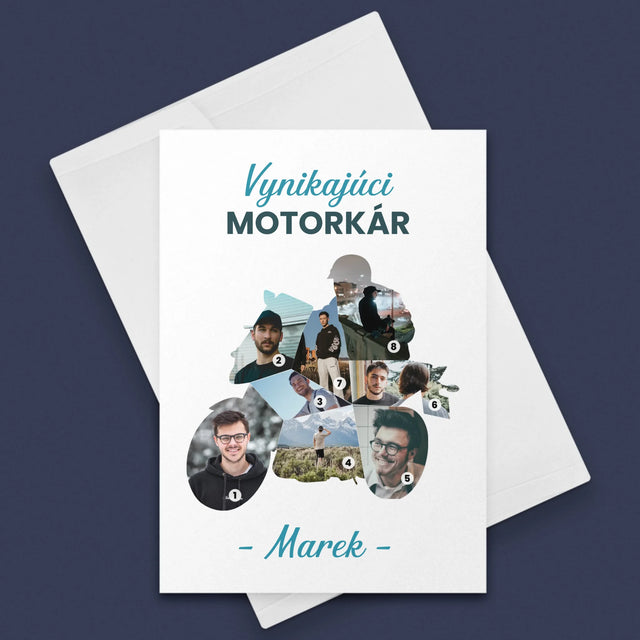 Tvar Z Fotografií: Vynikajúci Motorkár - Kartička S Prianiami