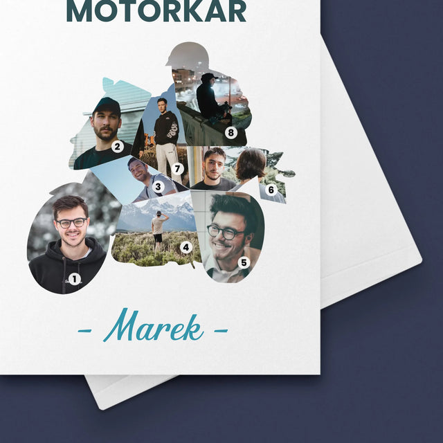 Tvar Z Fotografií: Vynikajúci Motorkár - Kartička S Prianiami