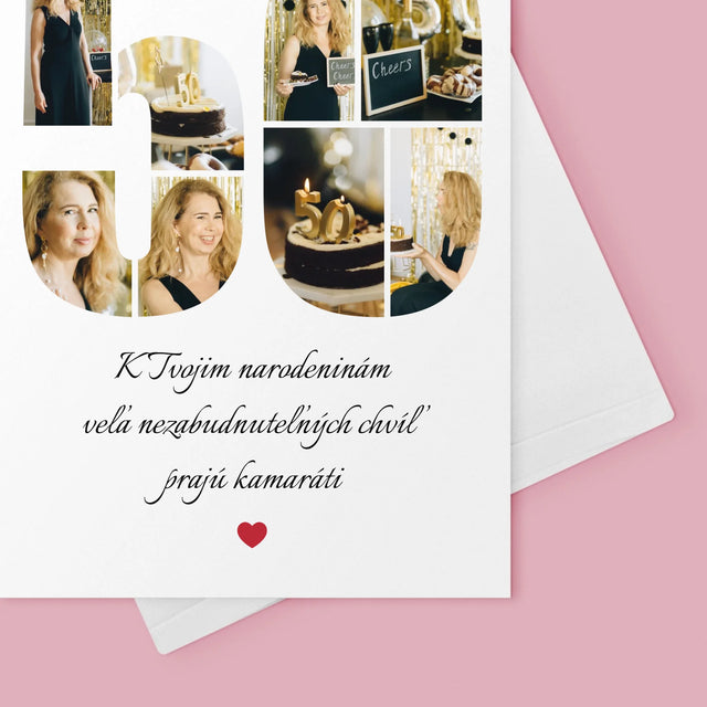Tvar Z Fotografií: 50. Narodeniny Venovanie - Kartička S Prianiami