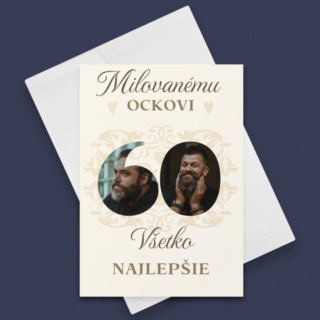 Slovo Z Fotografií: Milovanému Ockovi K 60. Narodeninám - Kartička S Prianiami