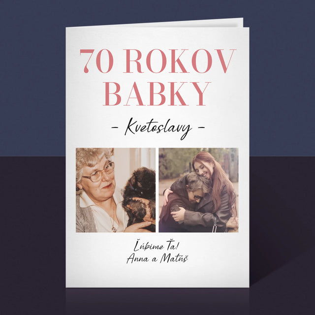 Fotokoláž: 70 Rokov Babky - Kartička S Prianiami