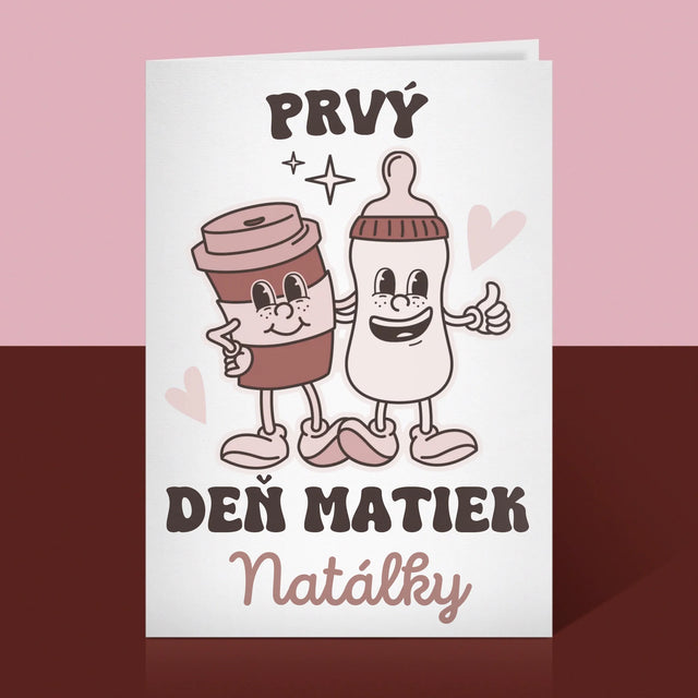 Meno A Podpis: Prvý Deň Matiek Káva Mlieko - Kartička S Prianiami