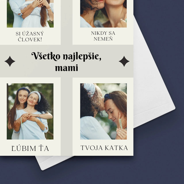 Fotokoláž: Všetko Najlepšie Mami - Kartička S Prianiami