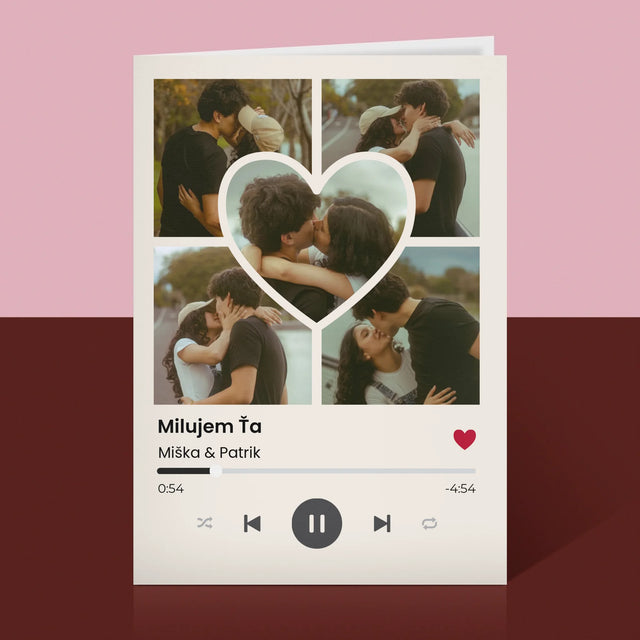 Fotokoláž: Spotify Fotografie Srdce - Kartička S Prianiami