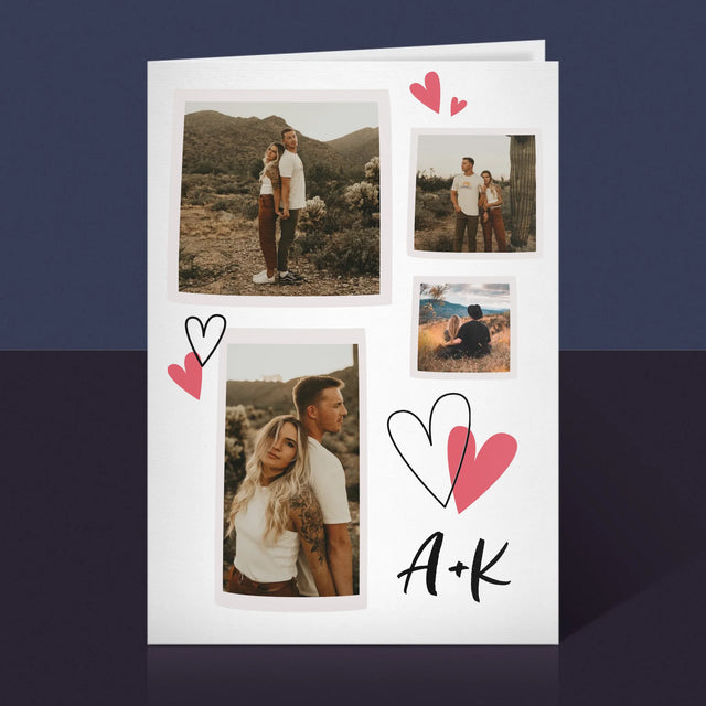 Fotokoláž: Srdiečka Iniciály - Kartička S Prianiami