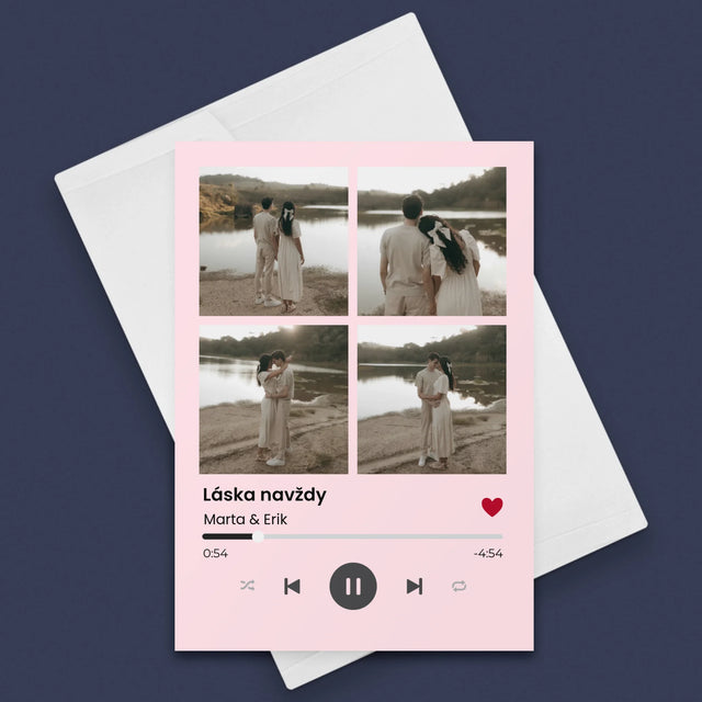 Fotokoláž: Spotify 4 Fotografia - Kartička S Prianiami