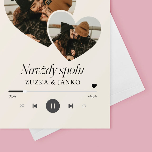 Fotokoláž: Spotify Srdcia - Kartička S Prianiami