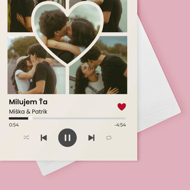 Fotokoláž: Spotify Fotografie Srdce - Kartička S Prianiami