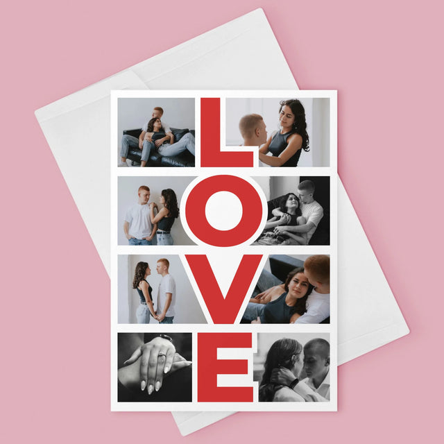 Fotokoláž: Slovo Love - Kartička S Prianiami