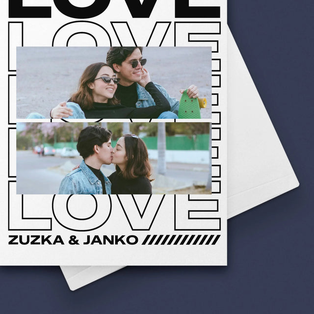 Fotokoláž: S Nápisom Love - Kartička S Prianiami