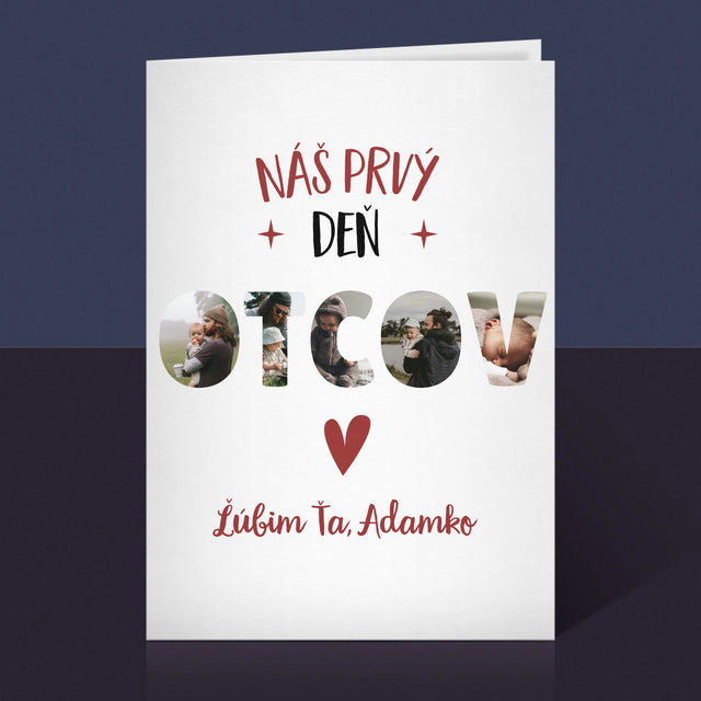 Slovo Z Fotografií: Prvý Deň Otcov Srdce - Kartička S Prianiami
