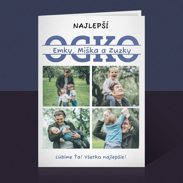Fotokoláž: Najlepší Ocko Mená - Kartička S Prianiami