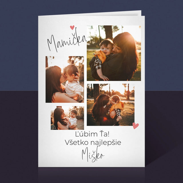 Fotokoláž: Mamička, Ľúbim Ťa - Kartička S Prianiami