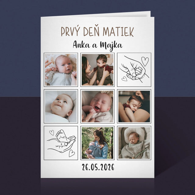 Fotokoláž: Prvý Deň Matiek Kresby - Kartička S Prianiami