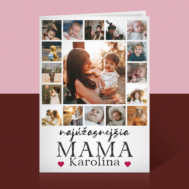 Fotokoláž: Najúžasnejšia Mama - Kartička S Prianiami