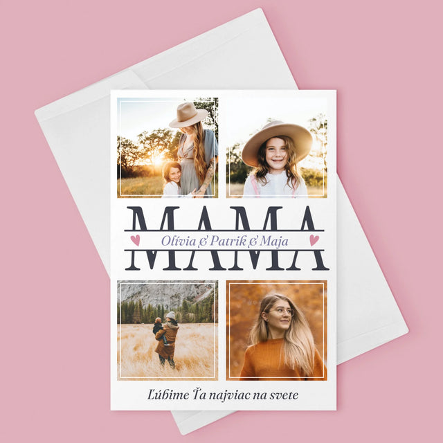 Fotokoláž: Mama Mená - Kartička S Prianiami