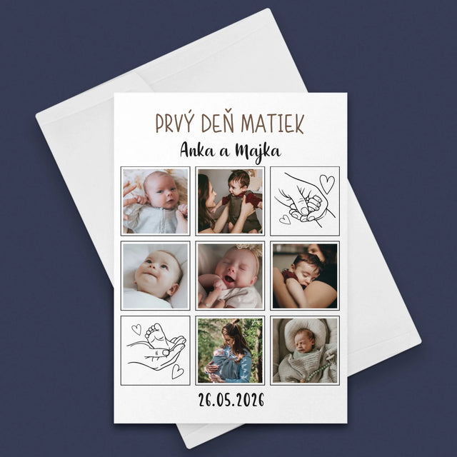 Fotokoláž: Prvý Deň Matiek Kresby - Kartička S Prianiami