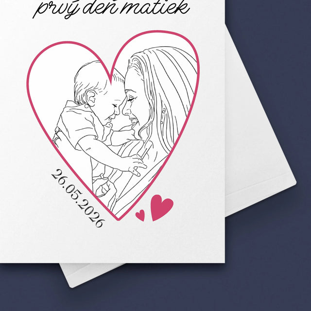 Fotografia A Podpis: Lineart Prvý Deň Matiek - Kartička S Prianiami
