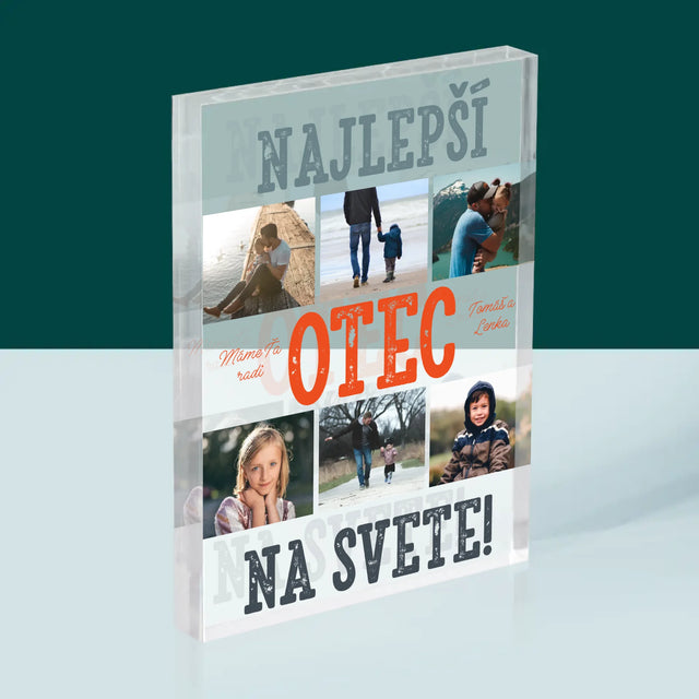 Fotokoláž: Najlepší Otec Na Svete Fotografie - Akrylový Blok (Vertikálne)