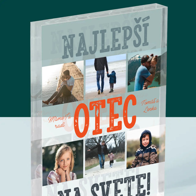 Fotokoláž: Najlepší Otec Na Svete Fotografie - Akrylový Blok (Vertikálne)