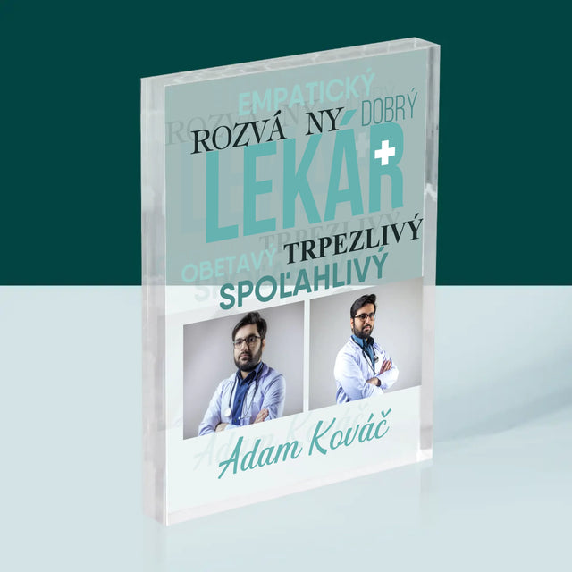 Fotokoláž: Lekár Črty - Akrylový Blok (Vertikálne)