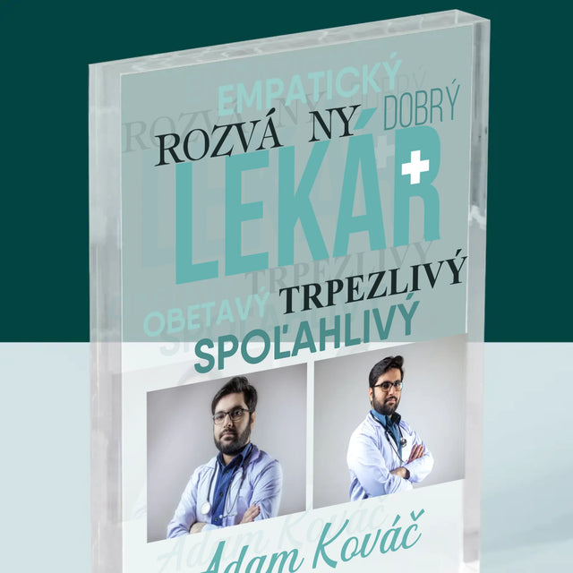 Fotokoláž: Lekár Črty - Akrylový Blok (Vertikálne)