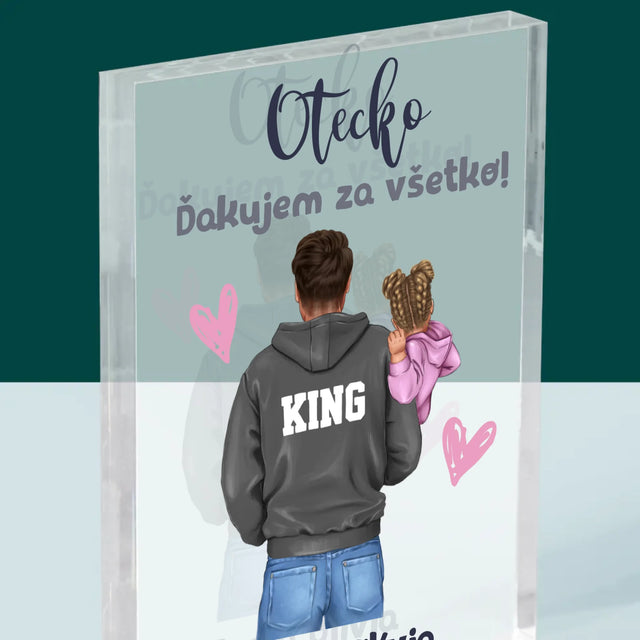 Tvorenie Postavy: Otec S Dieťaťom - Akrylový Blok (Vertikálne)